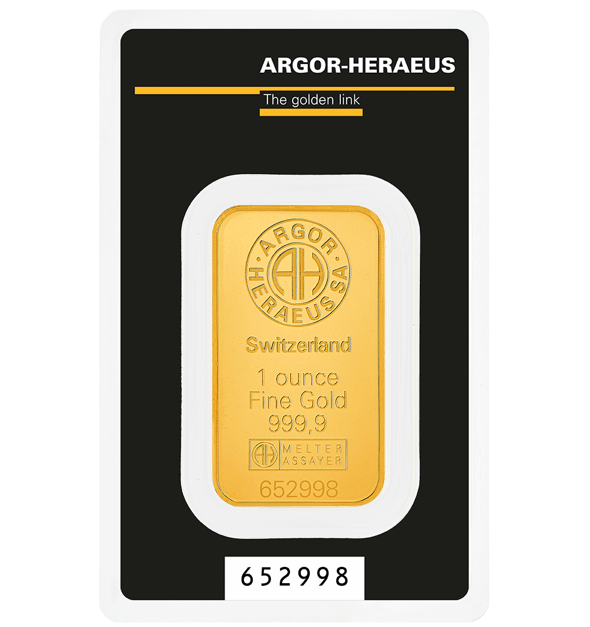 (1oz) 31.1 грамa Златно Кюлче Argor-Heraeus Kinebar