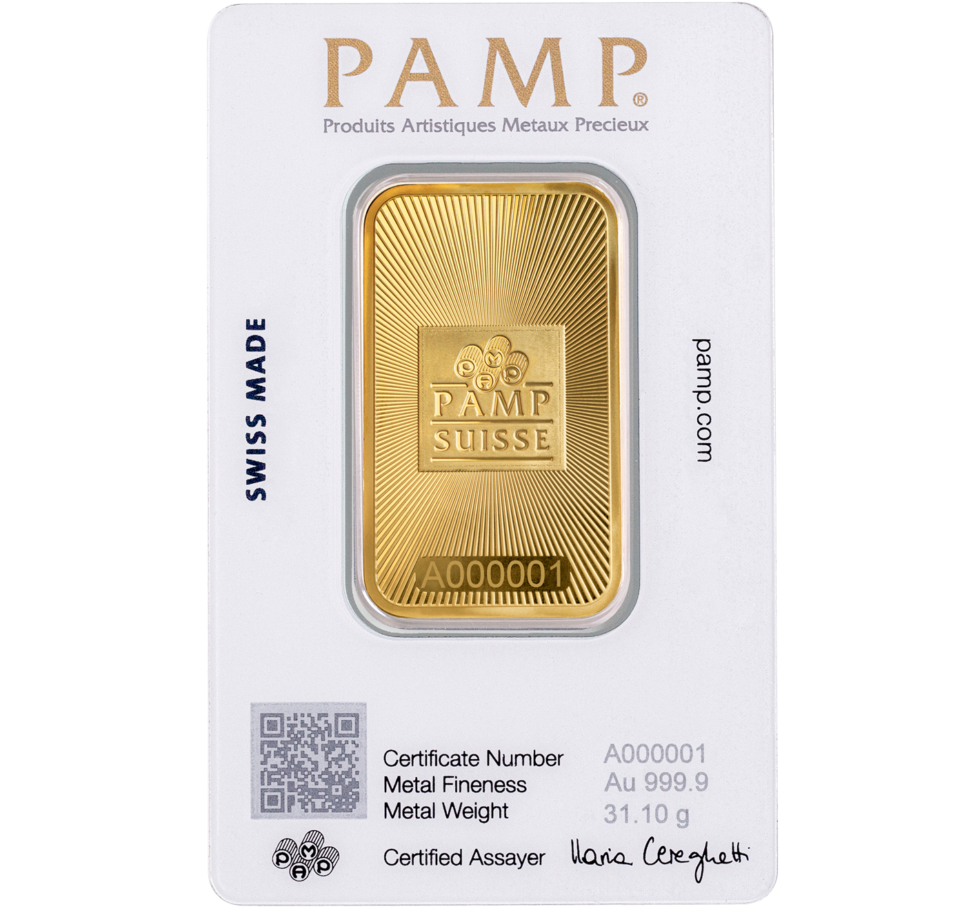 (1 oz) 31.1 грама златно кюлче PAMP Suisse